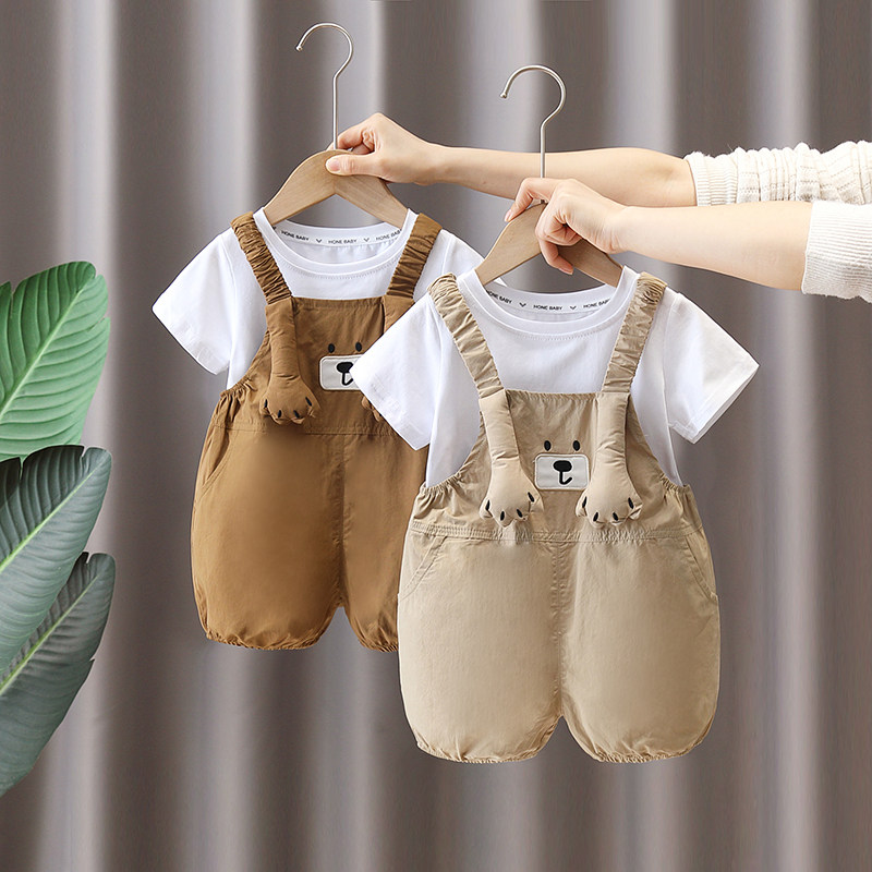 男童夏装背带裤套装2024新款婴小儿童韩版洋气童装宝宝夏季两件套,童装/婴儿装/亲子装,套装,淘宝优惠券,粉丝福利购,淘宝优惠卷