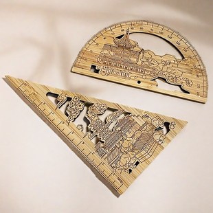 南京竹雕工艺尺套装秦淮河总统府夫子庙尺子旅游纪念品学生小礼物