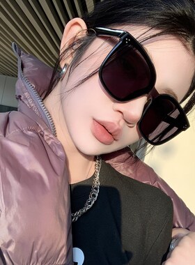 复古超大方形圆脸显瘦百搭黑色墨镜女潮韩版网红级质感太阳眼镜