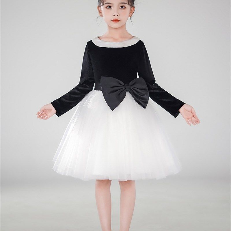 女童秋冬丝绒网纱公主裙圣诞节钢琴演出服黑白拼色合唱团比赛礼服,童装/婴儿装/亲子装,儿童礼服,淘宝优惠券,粉丝福利购,淘宝优惠卷