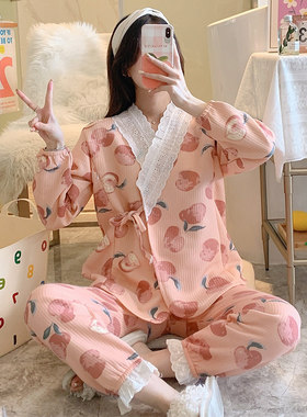 秋冬季空气棉月子服n春秋款纯棉产后孕妇睡衣哺乳产妇2月份3加厚