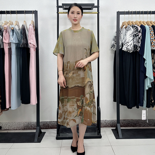 大尺码妈妈夏装新款旗袍洋装40岁50中老年女装夏季洋派中式裙子