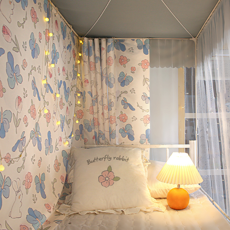 加厚强遮光帘子学生宿舍床帘上铺下铺大学寝室蚊S帐一体式纯色窗