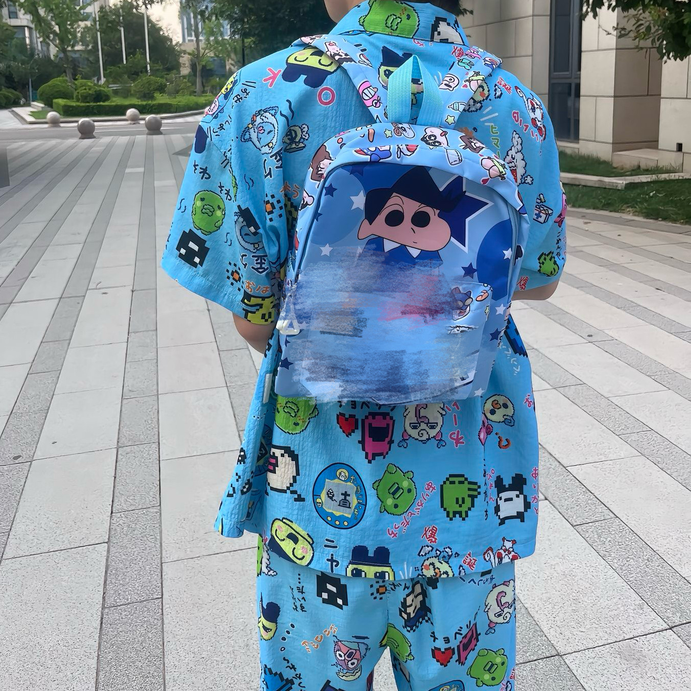 夏季短款2026睡衣套装可外穿家居服夏季短袖绉布棉纱卡通