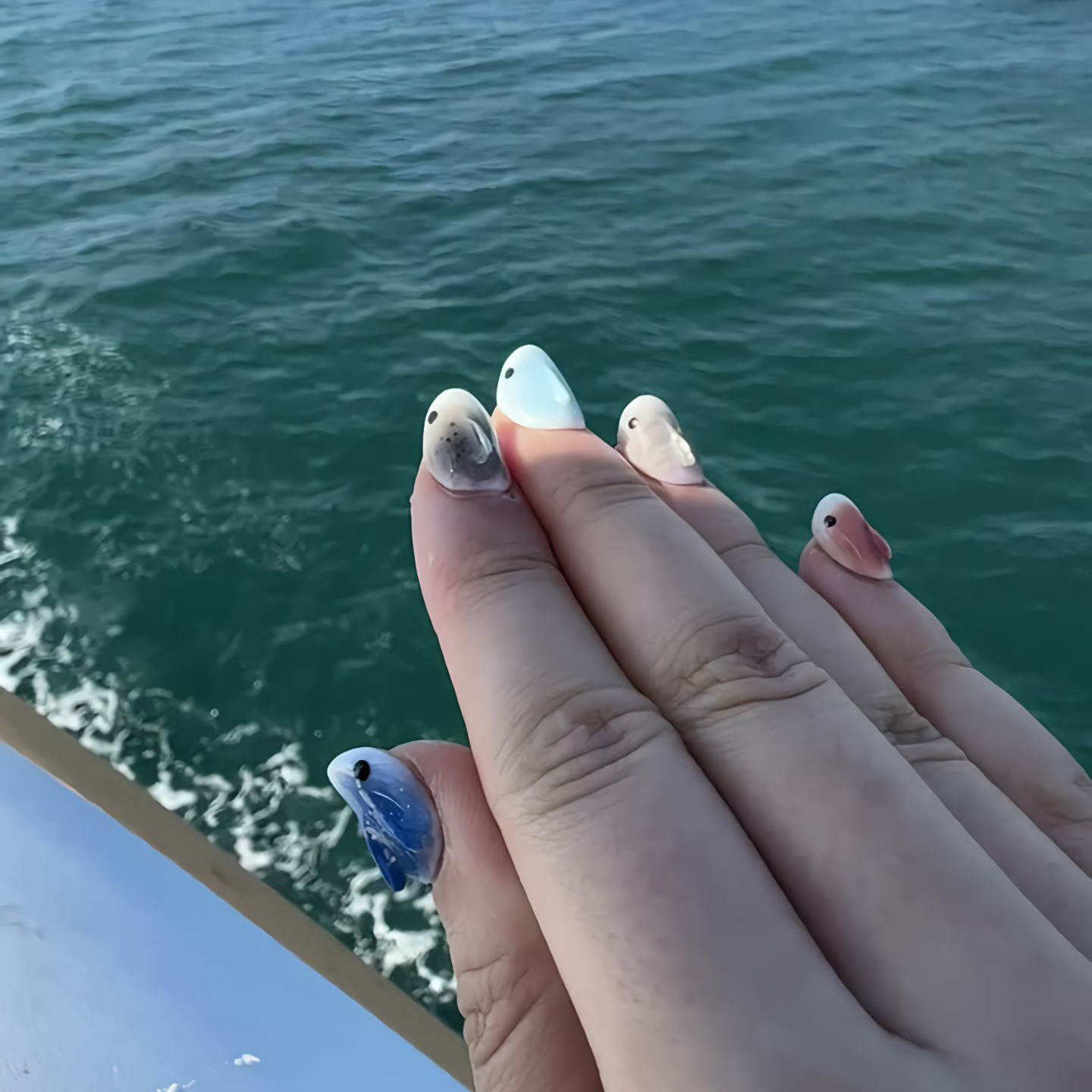 美甲贴创意个性指甲贴女生小众装饰小红书同款立体鲨鱼可爱穿戴甲