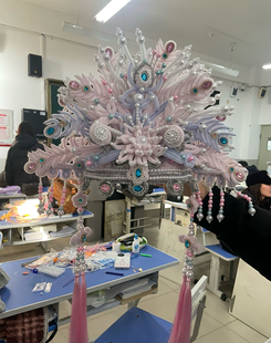 精美手工立体扭扭棒三凤冠手工新款DIY点翠材料包粉黛凤冠粉色