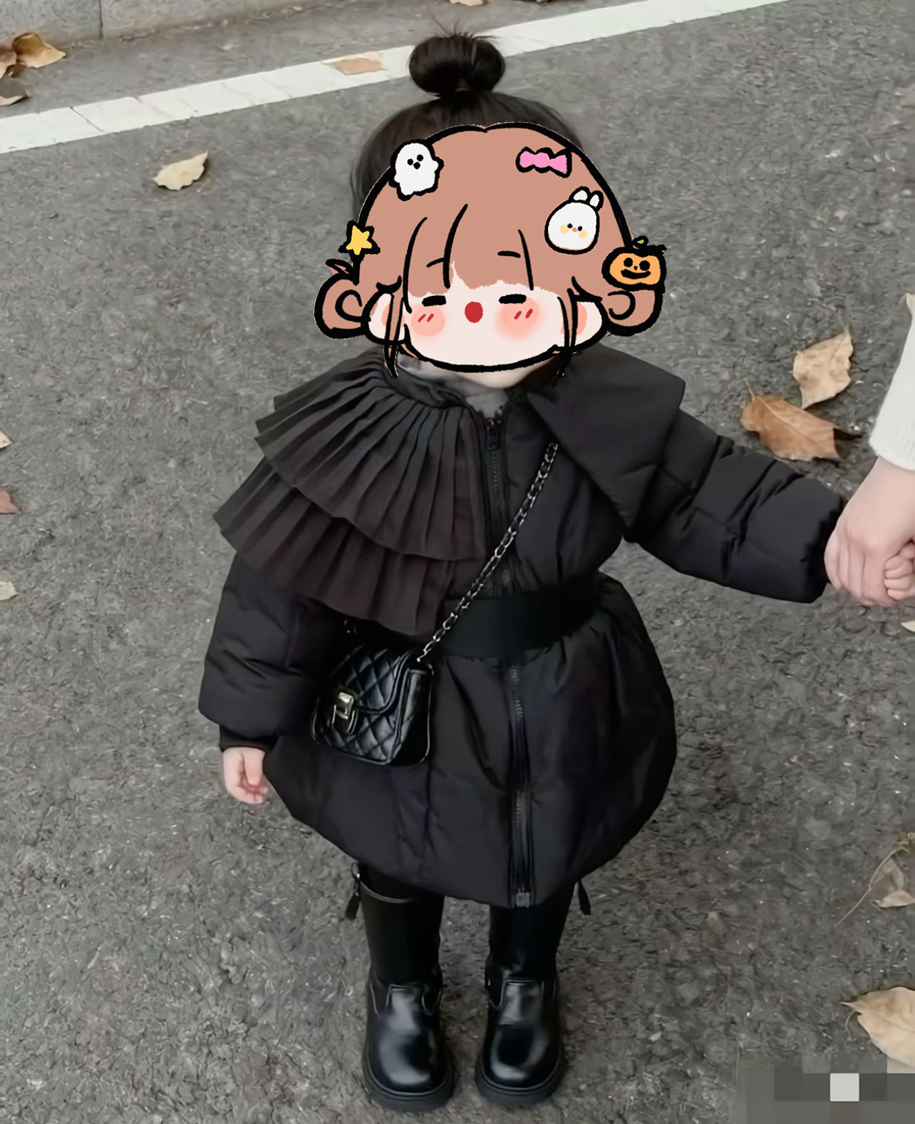 黑色气质上衣保暖加厚公主风冬季棉衣外套潮棉袄2025女童新款棉服