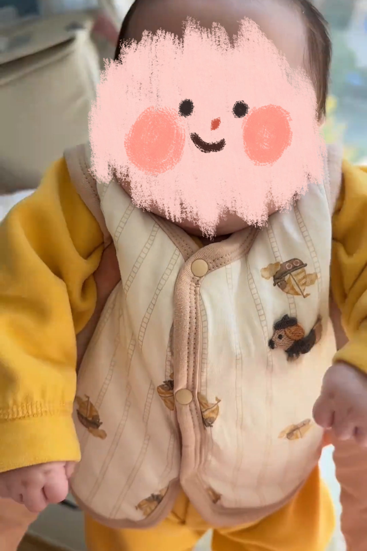 白色小狗新款婴儿马甲夹棉宝宝马甲男女宝宝薄棉保暖外穿坎肩上衣