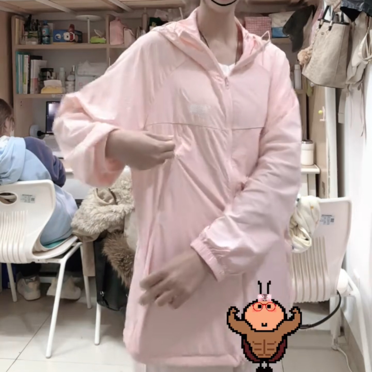 防晒衣粉色上衣夏季防晒新款轻薄外套户外风衣团体连帽皮肤衣
