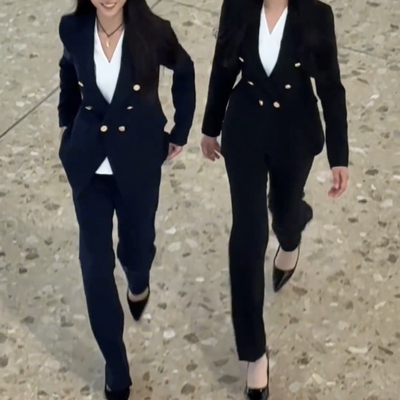 职业装气质女神范高端干练气质通勤微喇西装套装女工作服工装西服