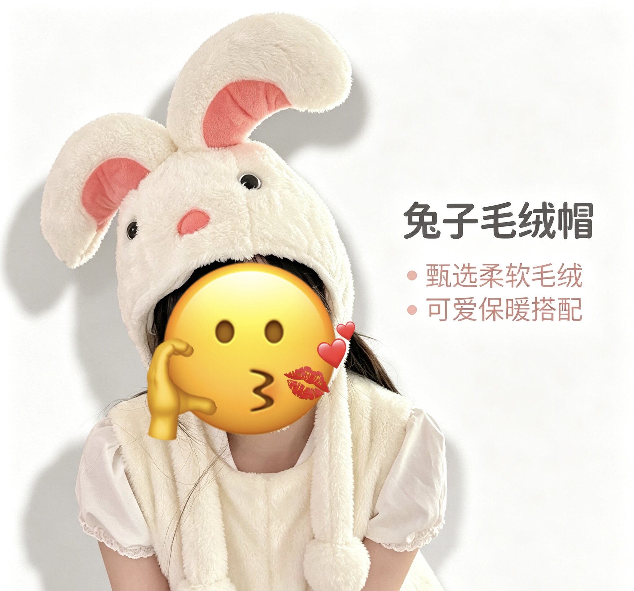 女款秋冬可爱腮红耳朵卡通围巾小熊雷锋帽子冬季加 保暖护耳