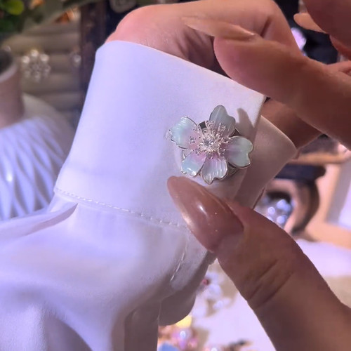 精美袖扣服饰纽扣衬衫领口扣子配饰清新青色花朵纽扣套新款2026