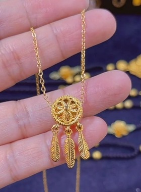 捕梦网流苏锁骨链韩版羽毛项链设计时尚百搭七夕情人节送妈妈