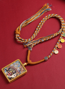 寺庙文创藏式轧机拉姆五路财神项链前世今生唐卡嘎乌盒项链吊坠