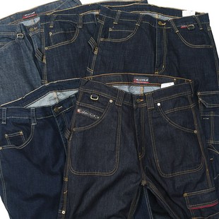 日常休闲宽松直筒长裤 老炮 牛仔裤 复古做旧水洗多袋工装 7090 美式