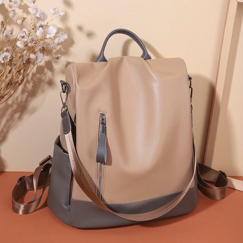 秋季新款撞色pu时尚双肩包女多用单肩百搭旅游包包防盗软皮背包潮