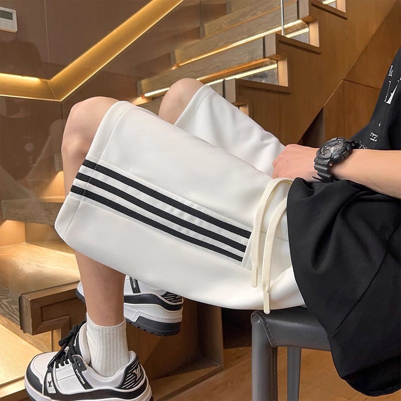 夏季薄款透气短裤男生初中生宽松直筒中裤青少年大童休闲五分裤子