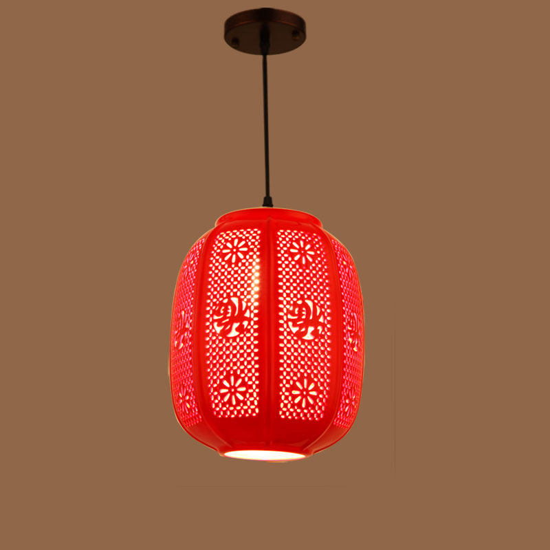 红灯笼中式现代简约乔迁阳台灯吧台门厅玄关入户过道创意陶瓷吊灯,家装灯饰光源,床头/玄关/吧台/过道吊灯,淘宝优惠券,粉丝福利购,淘宝优惠卷