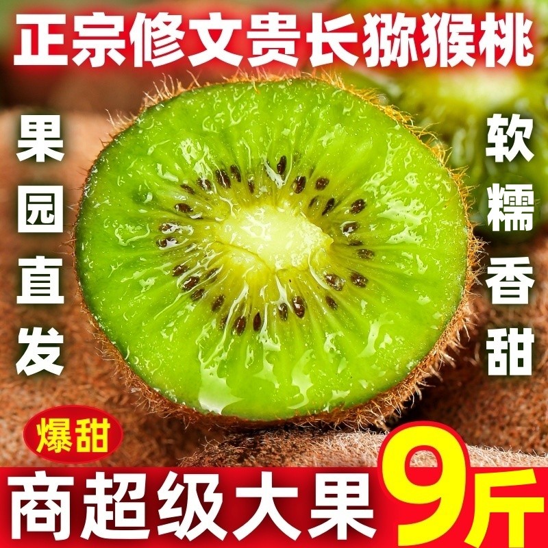 现货正宗贵州修文贵长猕猴桃绿心奇异果当季孕妇水果新鲜9斤包邮