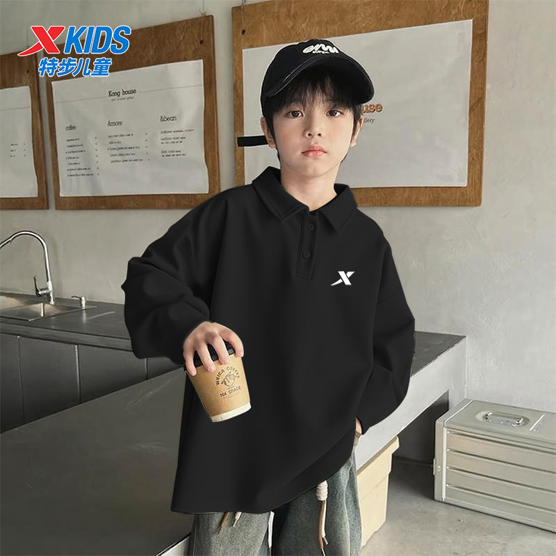 特步儿童长袖polo衫男童2025春秋