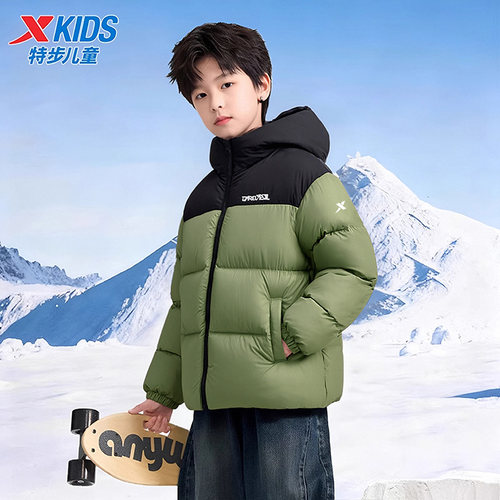 特步男童加厚羽绒服2025冬季新款