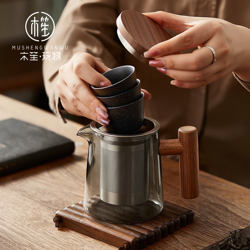 木笙玩物便携式旅行茶具小套装随身户外露营快客杯一壶三杯泡茶壶