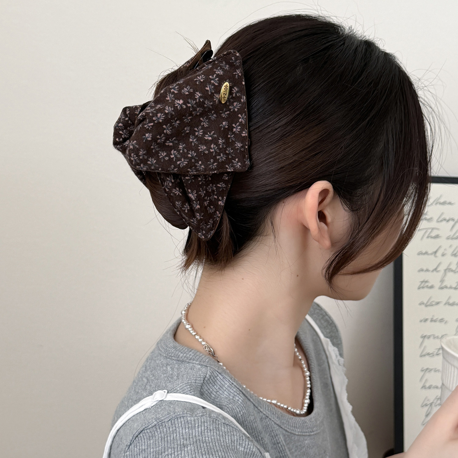 复古风金标小碎花贝壳发夹女2025新款韩版秋冬百搭后脑勺盘发抓夹,饰品/流行首饰/时尚饰品新,发饰,淘宝优惠券,粉丝福利购,淘宝优惠卷