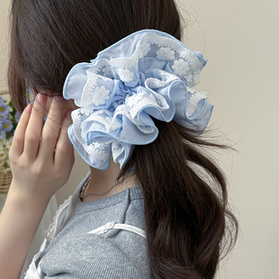 INS风蕾丝花边网纱四层大肠发圈 高级感温柔风超仙丸子头头绳 法式