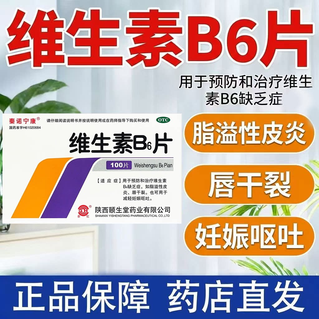 减轻妊娠期孕吐恶心 预防维生素B6缺乏 秦诺宁康维生素B6片100片