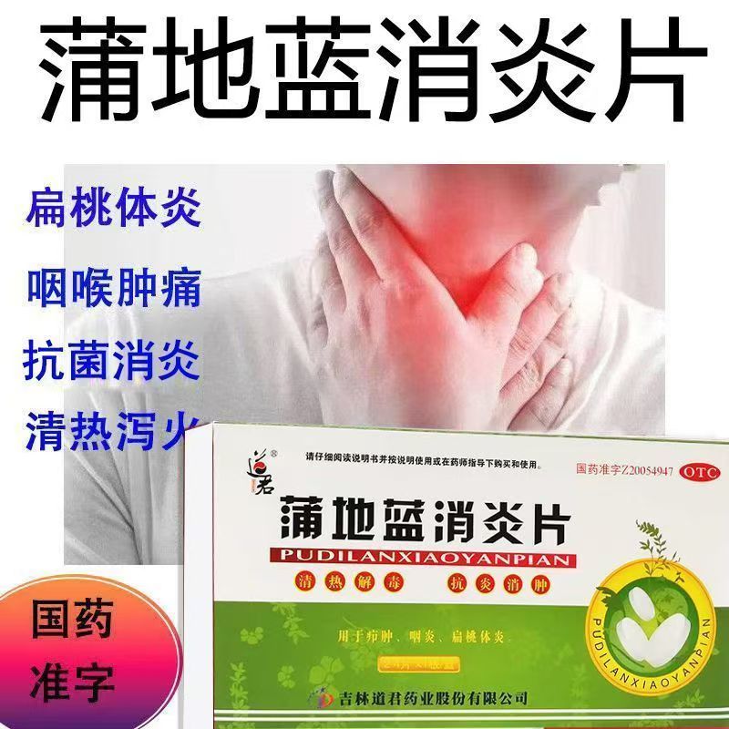疖肿咽炎扁桃腺炎清热抗炎消肿 红肿热痛 道君蒲地蓝消炎片24片