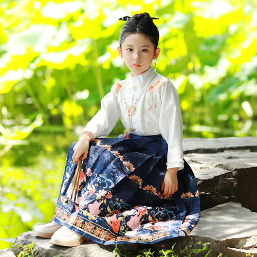 儿童马面裙套装2023年新款中国风古装超仙小女孩秋季女童汉服唐装