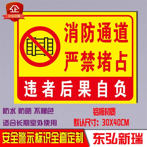 消防通道严禁堵占标志牌消防配电安全警告标识标示牌警示铝牌定制
