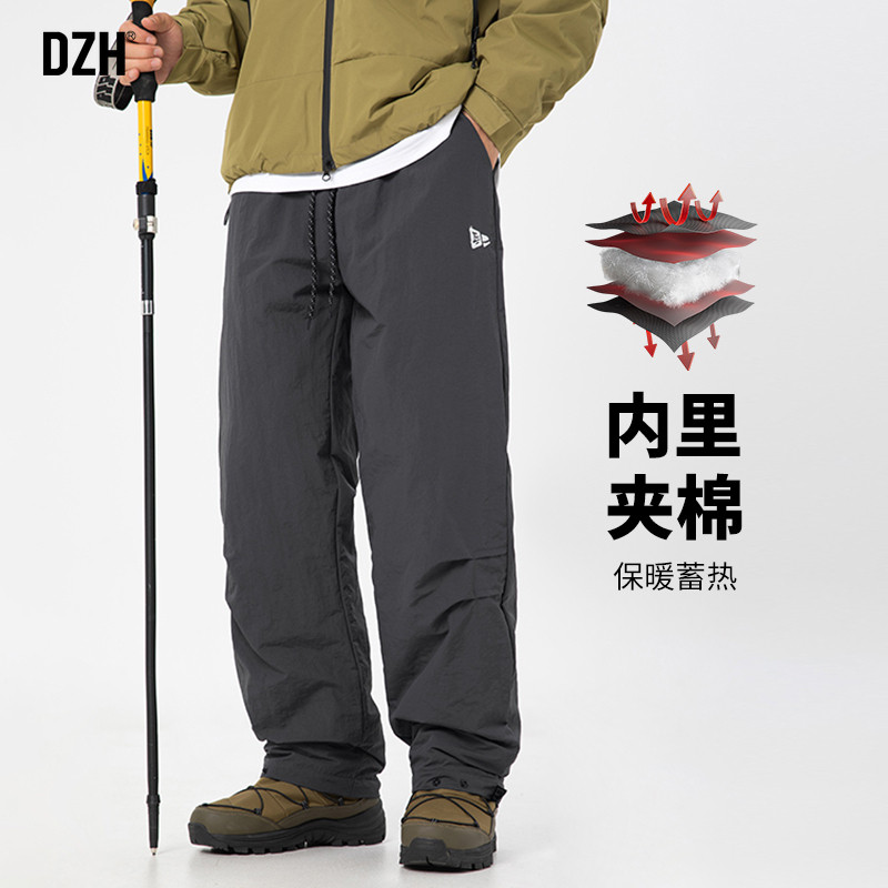 男士夹棉冲锋裤男冬季加绒加厚2024新款休闲裤子男款直筒棉裤长裤图片