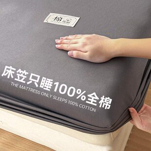全包床垫套罩四季 纯色全棉床笠罩单件m纯棉加厚床罩2024年新款 通