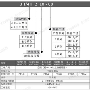 08手转阀二位五通手拉阀控制手动阀气缸配 气动开关手动阀4h210r