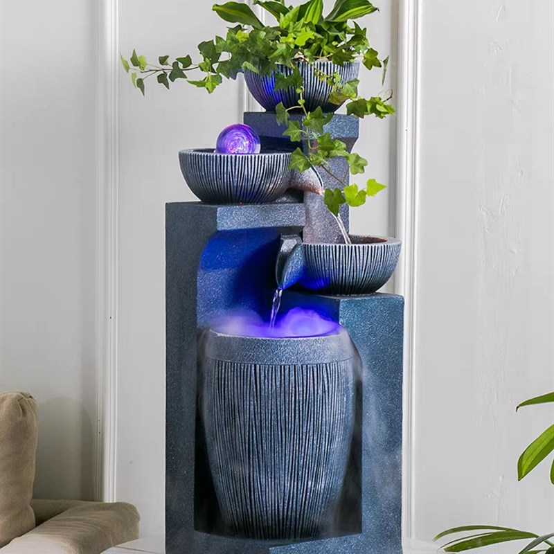 几何流水喷泉摆件生财落地客厅办公室内玄关风水球小型循环水装饰