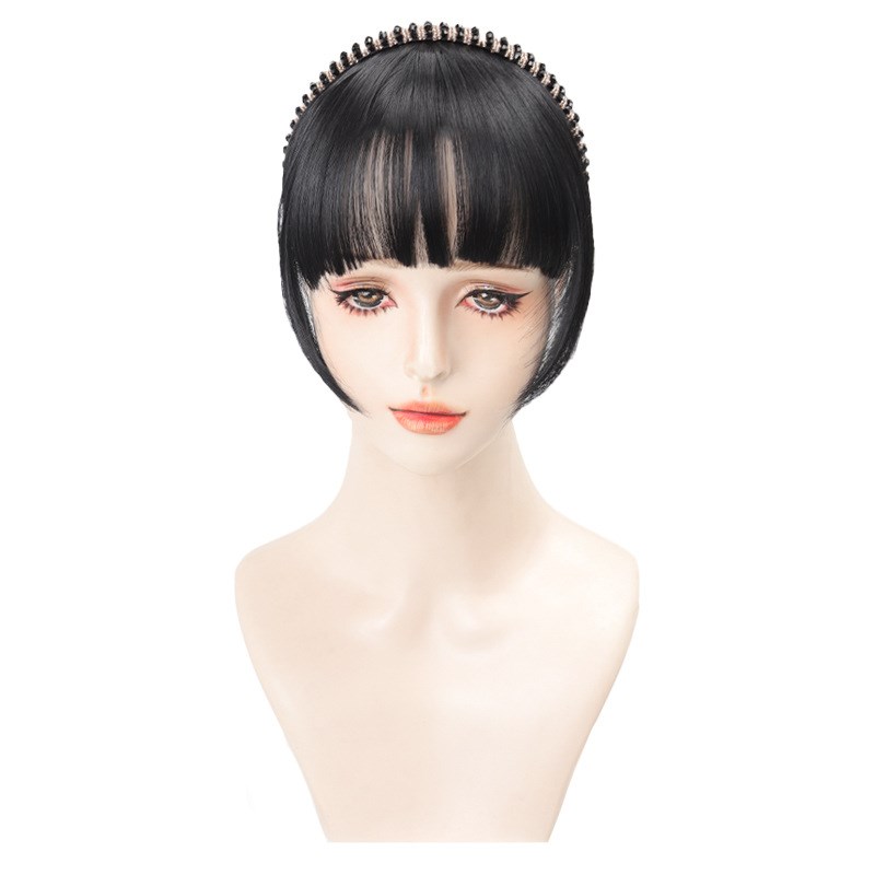 假发水钻发箍刘海一体式前额有鬓无鬓遮白发时尚齐碎水钻发箍刘海