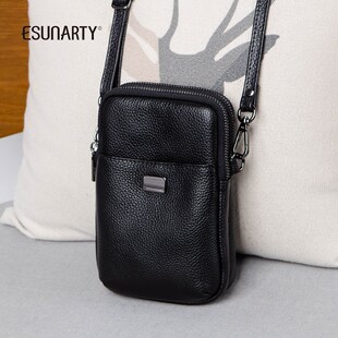 女式新款手机包女斜挎小巧轻便冬天小包包头层牛皮竖款单肩小挎包