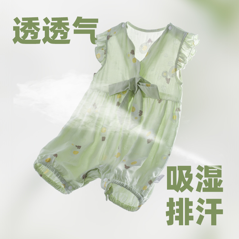 婴儿夏季连体衣短袖薄款女宝宝夏装透气夏天包屁衣服超萌外出哈衣