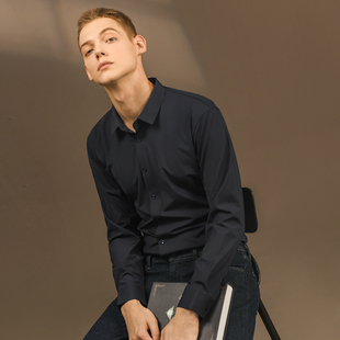 男长袖 寸衫 修身 商务休闲寸衣西装 高端针织衬衫 正装 衬衣 澳嘉