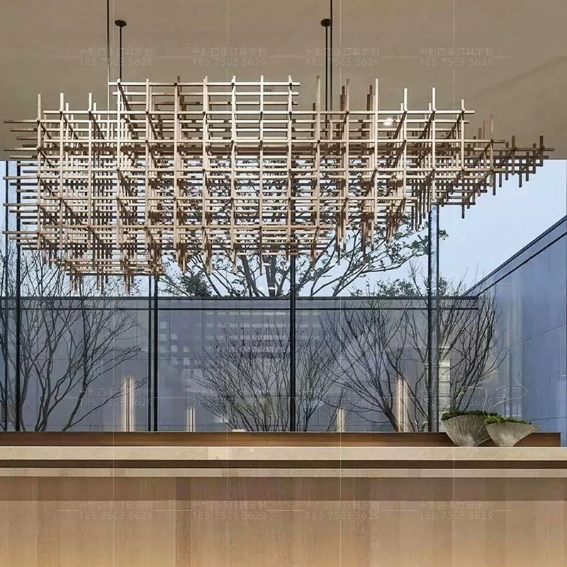 定制艺术白色立方架子复式楼大吊灯酒店别墅挑空售楼部沙盘大吊灯