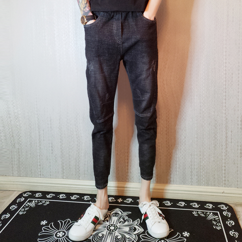 网红小伙裤子牛仔男修身小脚百搭九分束腿裤春夏潮流韩版显瘦裤子