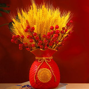 黄金大麦穗仿真花客厅干花花束插花瓶结订婚福桶装饰乔迁开业