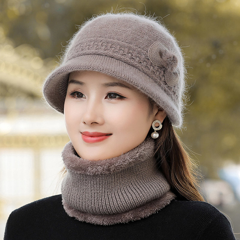 中老年人帽子女秋冬保暖针织毛线帽冬季新款老人妈妈奶奶老太太帽