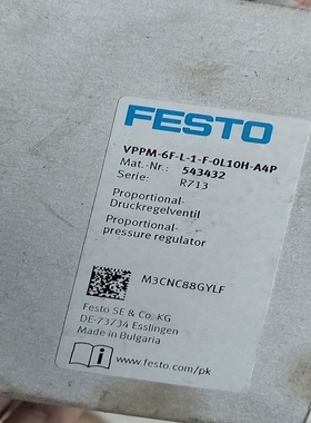 (询价)费斯托 FESTO 543432 比例调压阀VPPM-6F-