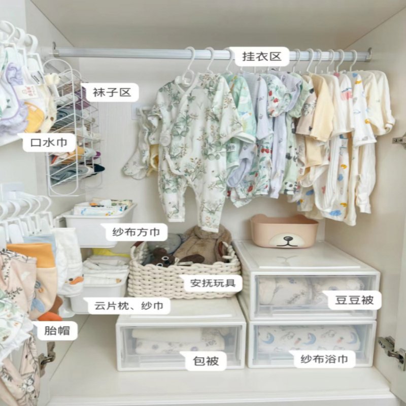 婴儿用收纳宝宝衣柜收纳神器儿童帽口水巾袜子晾衣架挂钩卧室