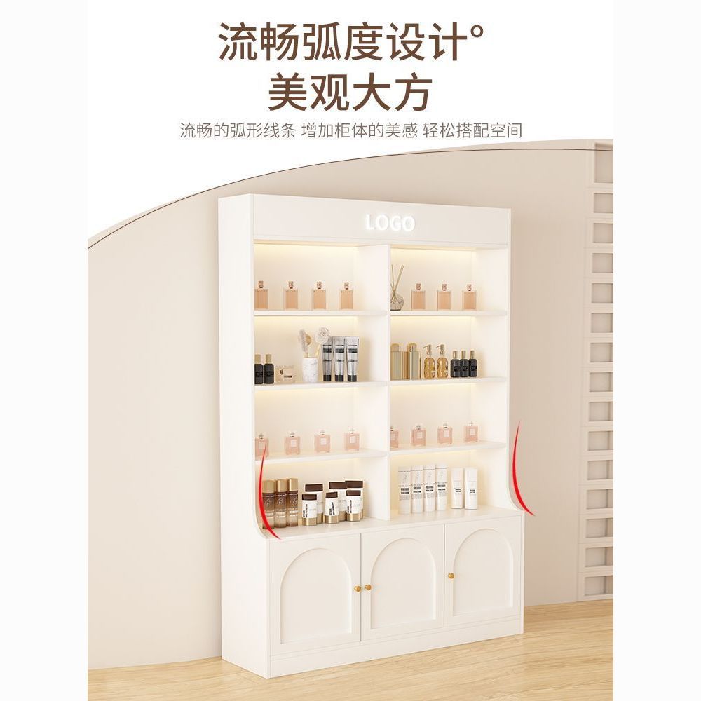 展示柜产品化妆品货架样品美甲美容院置物架多层玻璃门陈列柜子