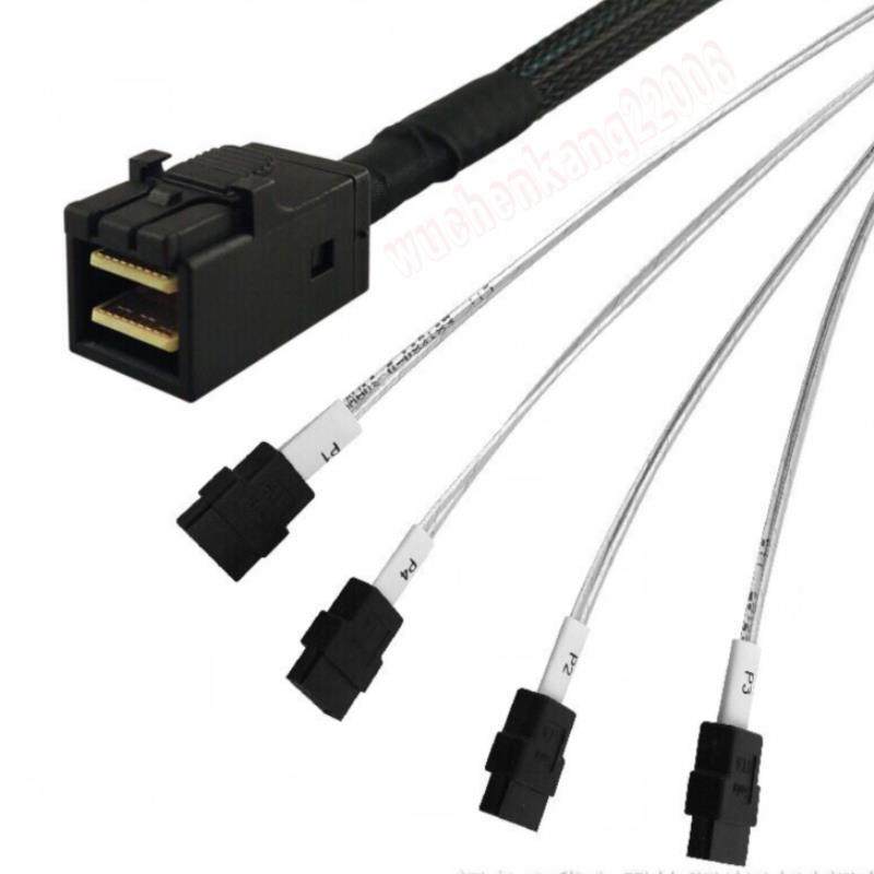 **安费诺AMPHENOL MINISAS HD SFF-8643 TO 4 SATA 1米 12Gb S*