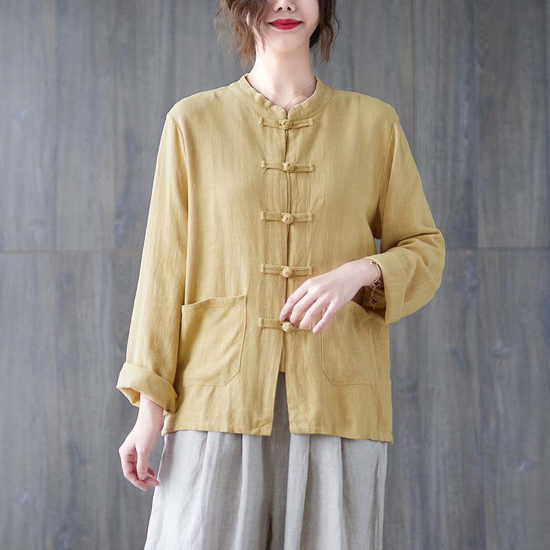 中式禅意茶服禅服居士服太极服唐装女中国风复古盘扣上衣棉麻