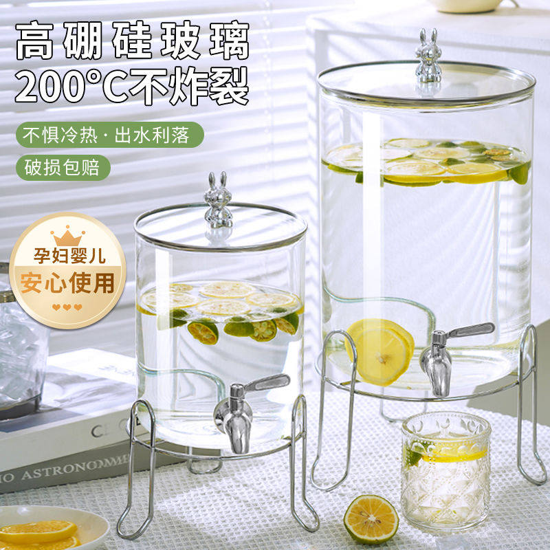 冷水壶玻璃耐高温家用凉水壶加厚大容量带龙头冰箱专用夏天饮
